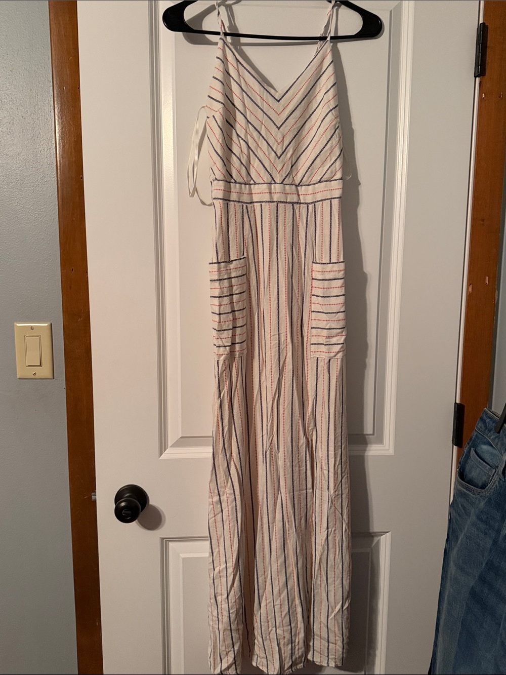 Monteau White Maxi Dress with Multicolor Stripes